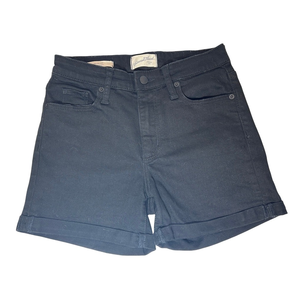 Universal Thread High Rise Midi Black Women's‎ Shorts Size 0/25R Folded Hem